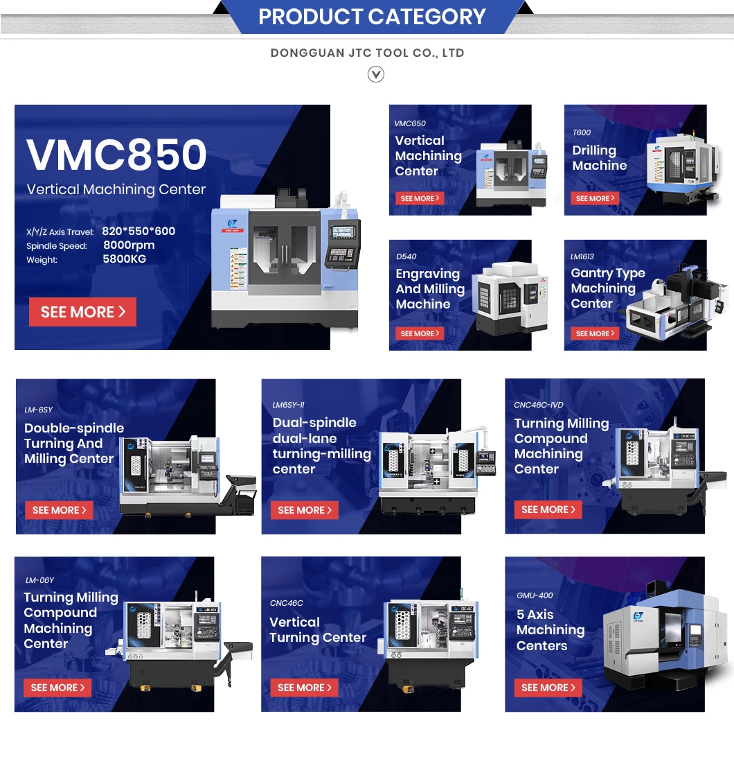 Jtc Tool 400 Table Travel Y mm Torno CNC Machine Manufacturing Vmc850 CNC Machine for Sheet Metal Work China Axis Vmc