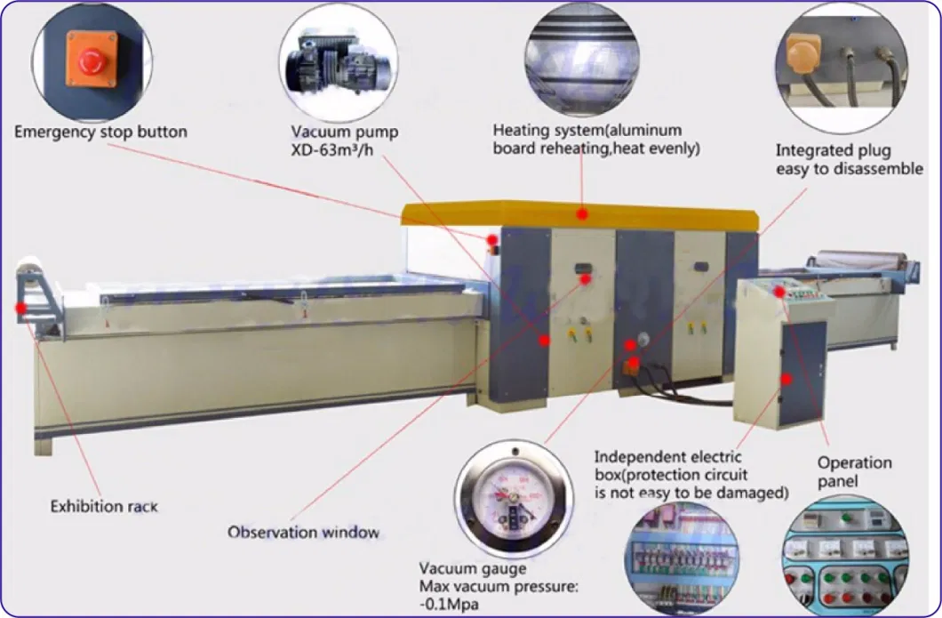 Furniture High Glossy Cupboard MDF Cabinet Making Processing Machine Production Line Rugged Surface Filming Vacuum Press Machine for Mahogany Skin Panel Door