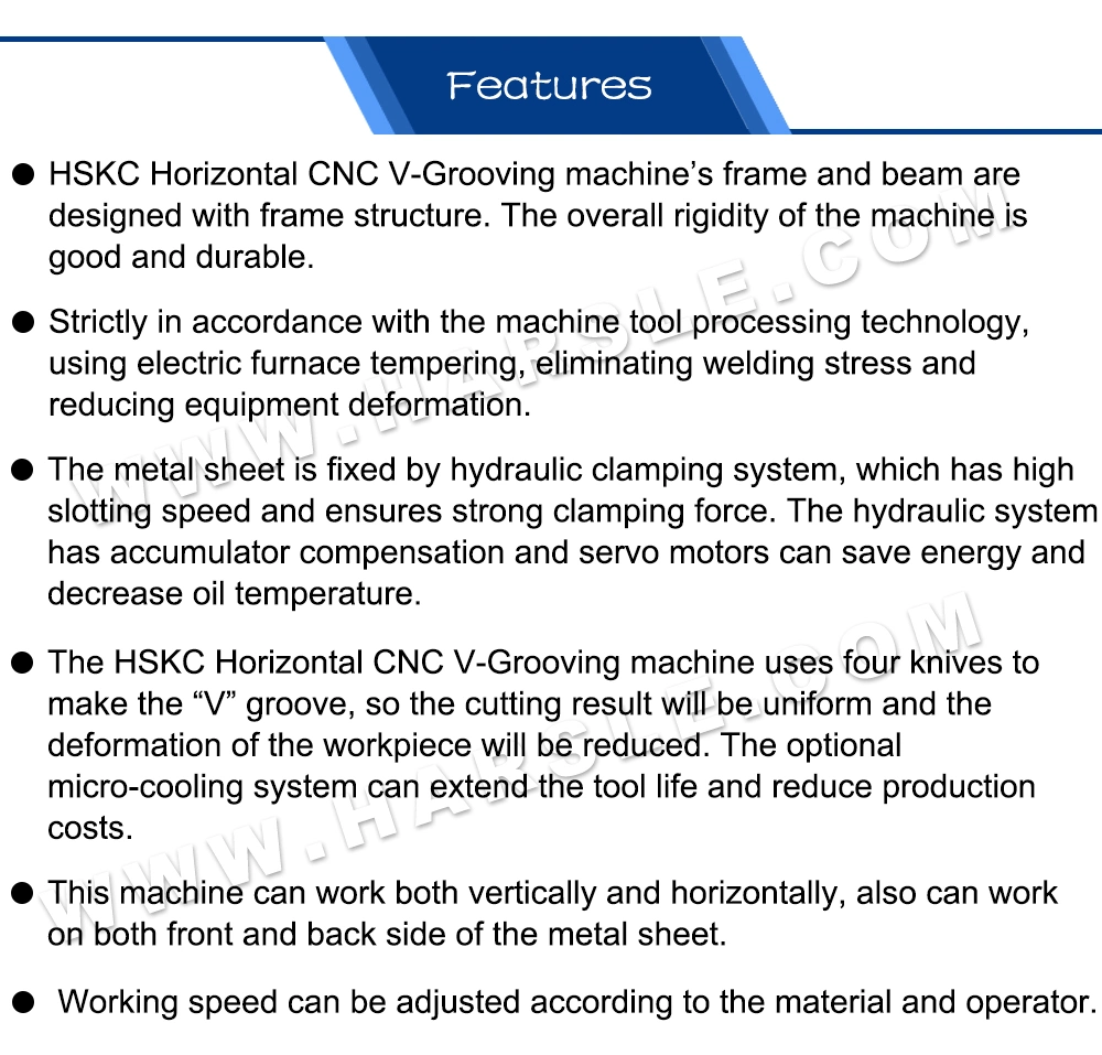 HARSLE Grooving Horizontal Machine for Sheet Metal CNC V Grooving Machine