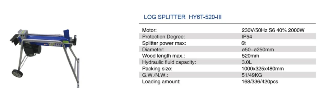 Hystrong 6ton Horizontal Wood Splitting Machine Log Splitter for Home Use Hy6t-520-III