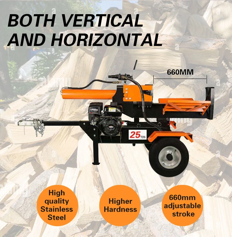 7.5 Ton - 25 Ton Horizontal and Vertical Gasoline/Petrol Mobile Wood Chipper Log Splitter