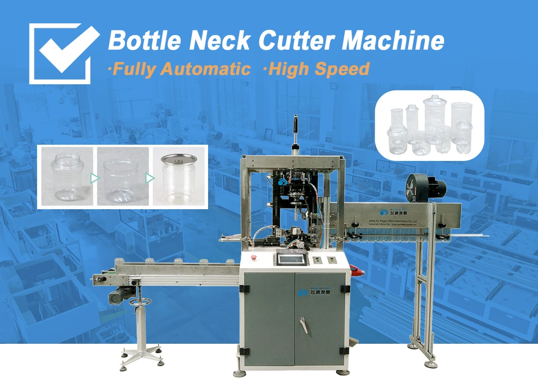 Automatic Pet PE PP Bottle Can Neck Flat Cutter Muti-Station Plastic Bottles Mouth Drum Container Trimming Cutting Machine Grinding Without Burrs Factory Price