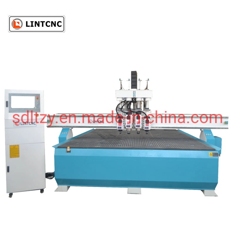 3.5kw Air Cooled Spindle Woodworking Router CNC Machine 2030 1530 4 Axis Vacuum Working Table with Dust Collector Furniture Bed Cupboard Processing 3D