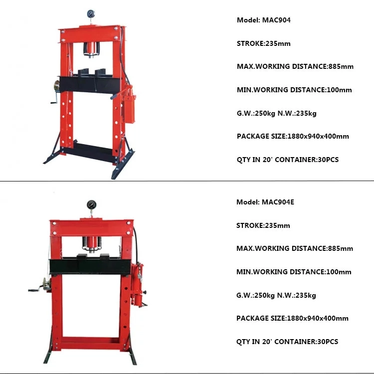 Max Working Distance 800mm Car Bearing Removal Equipment 30 Ton Hydraulic Shop Floor Press