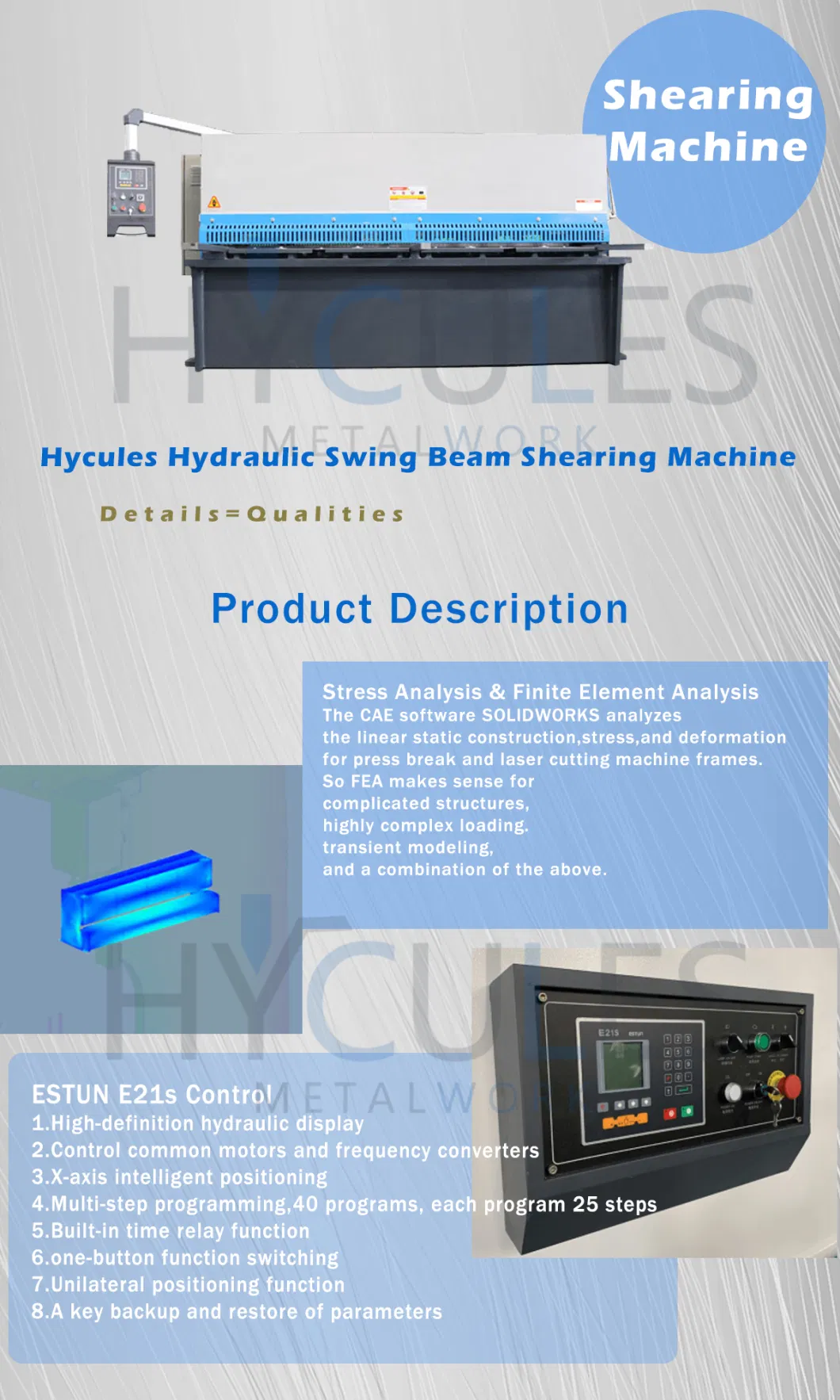 E21s CNC Cutting Machine Hydraulic Shearing Machine for Steel Metal