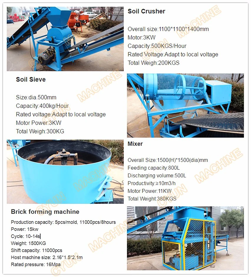 Hydraulic Brick Press Clay Cement Interlocking Bricks Making Machine for Sale (CY4-10)