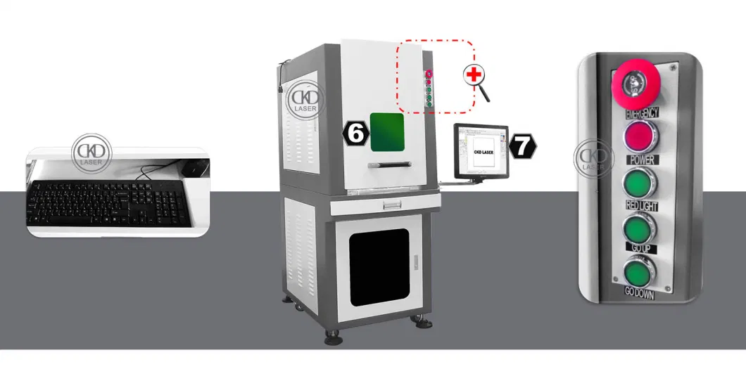 CE Class One Full Closed Type Fiber Laser Marking Machine for Metal Plastic Chip Card Logo Printing Cutting Engraving