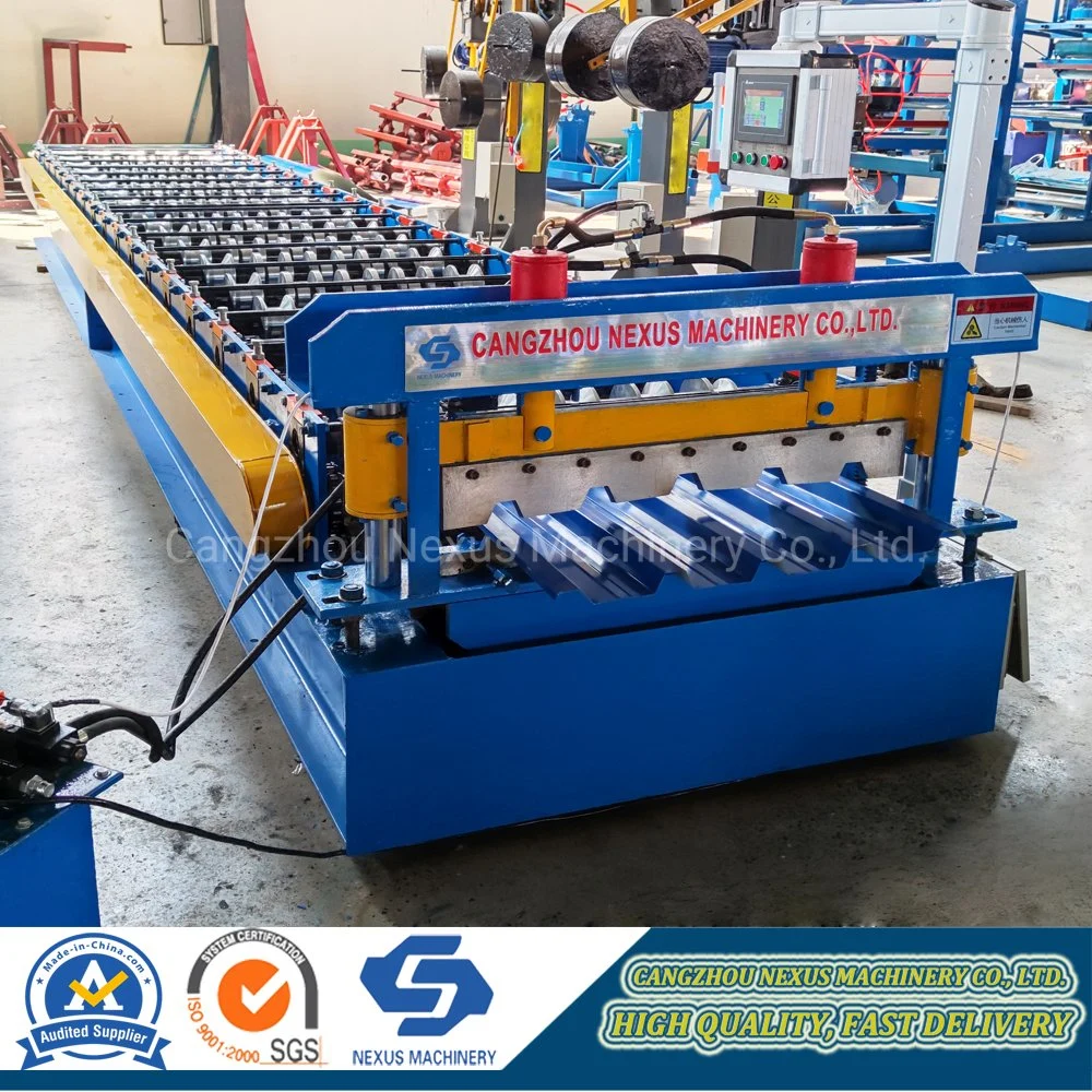 686 mm Width Trapezoidal Roof Sheet Roll Forming Machine with Hydraulic Cutting