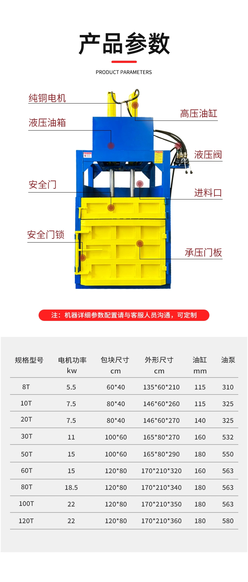 Hot Selling Factories Bale Machine Equipment for Recycling Materials Produced by Hydraulic Bale Press
