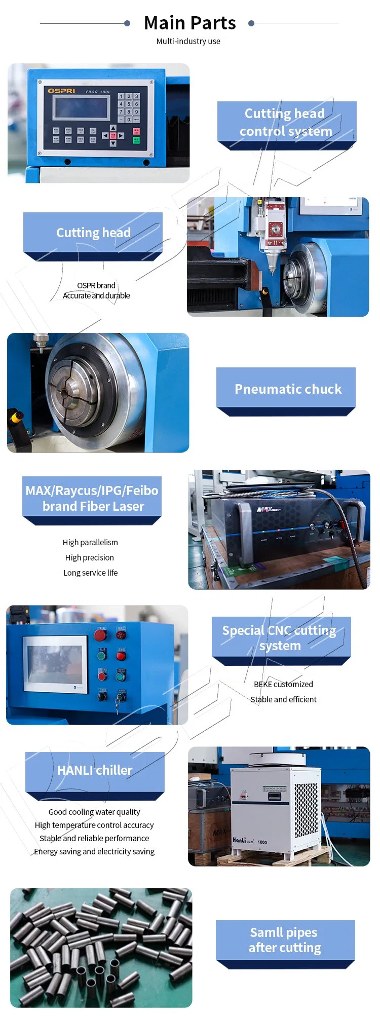 High Quality 1000W Fiber Laser Pipe Cutting Machine for Iron Tube Shearing Machine