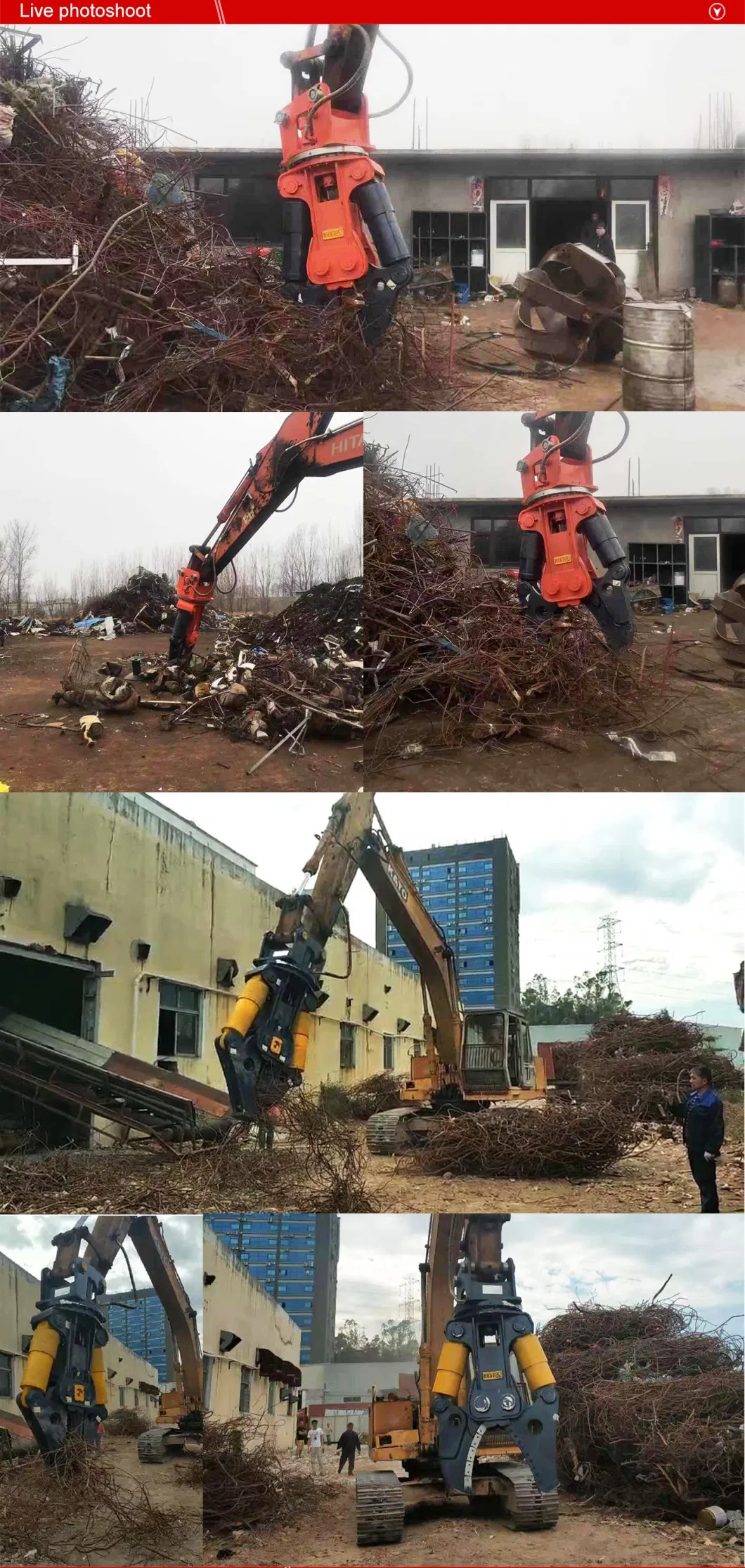 Beiyi Attachment Excavator Hydraulic Double Cylinder Metal Scrap Shears for Sale