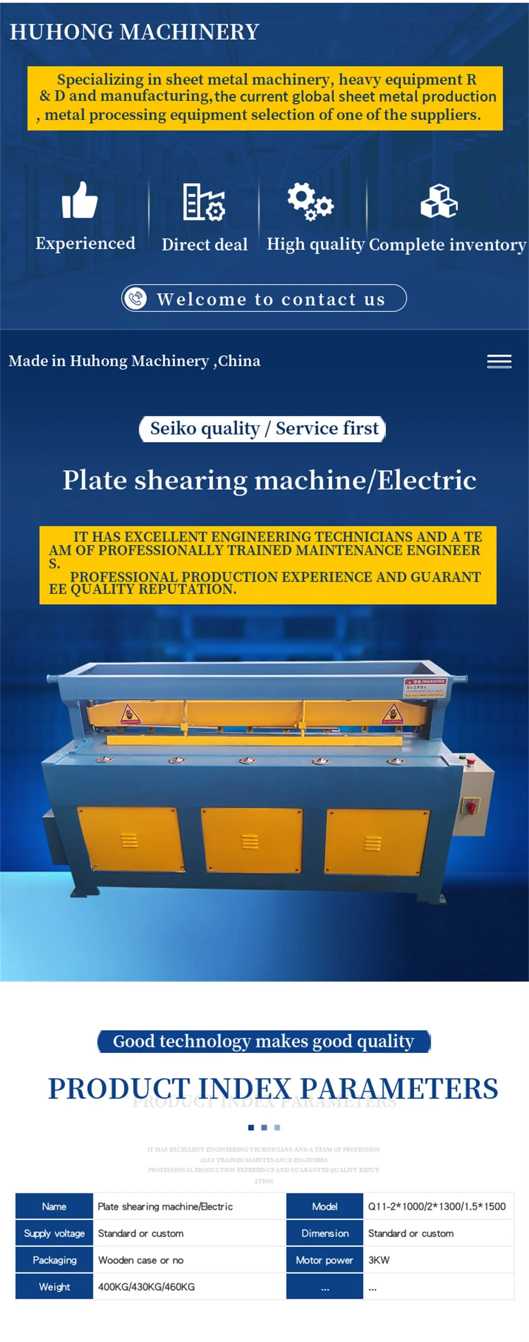 Electric Mechanical Sheet Metal Shearing Cutter Machine/Motor Driven Plate Guillotine Shear Cutting Machine/Small Electric Sheet Metal Shearing Machine