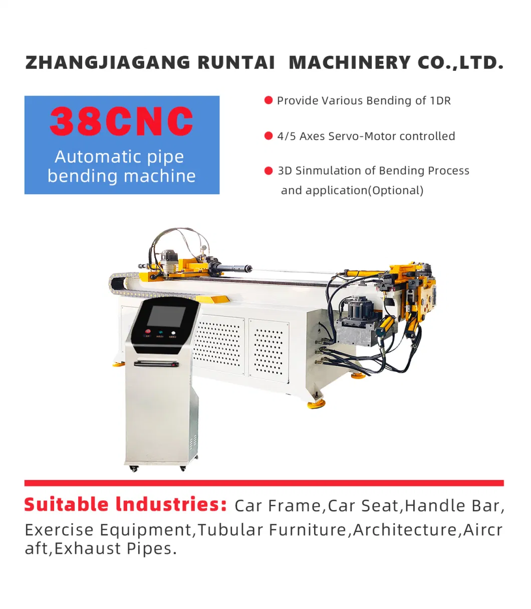 Manufacture Sells Rt38CNC 4 Axis 3D Tube Bender CNC Automatic Servo Metal Exhaust Ss Rolling Hydraulic Pipe Bending Machine