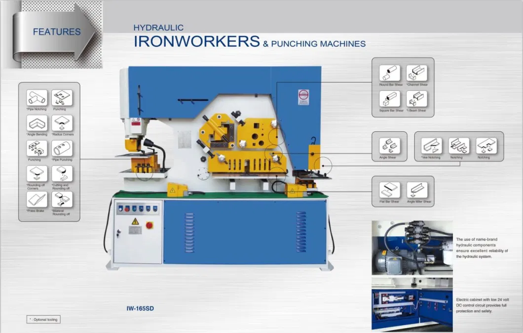 7.5 Kw Motor Power Hydraulic Press Iron Worker Machine