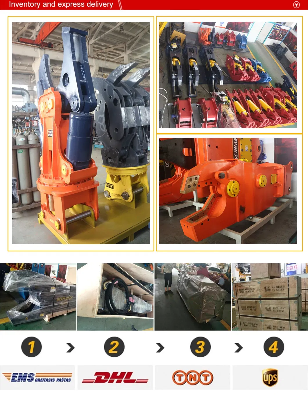 Beiyi Attachment Excavator Hydraulic Double Cylinder Metal Scrap Shears for Sale