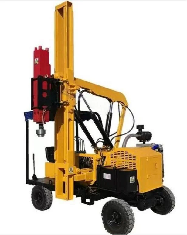 Rch360W Wheeled Mounted Small Mini Hydraulic Concrete Piling Guardrail Fence Post Pile Press Driver Driving Machine