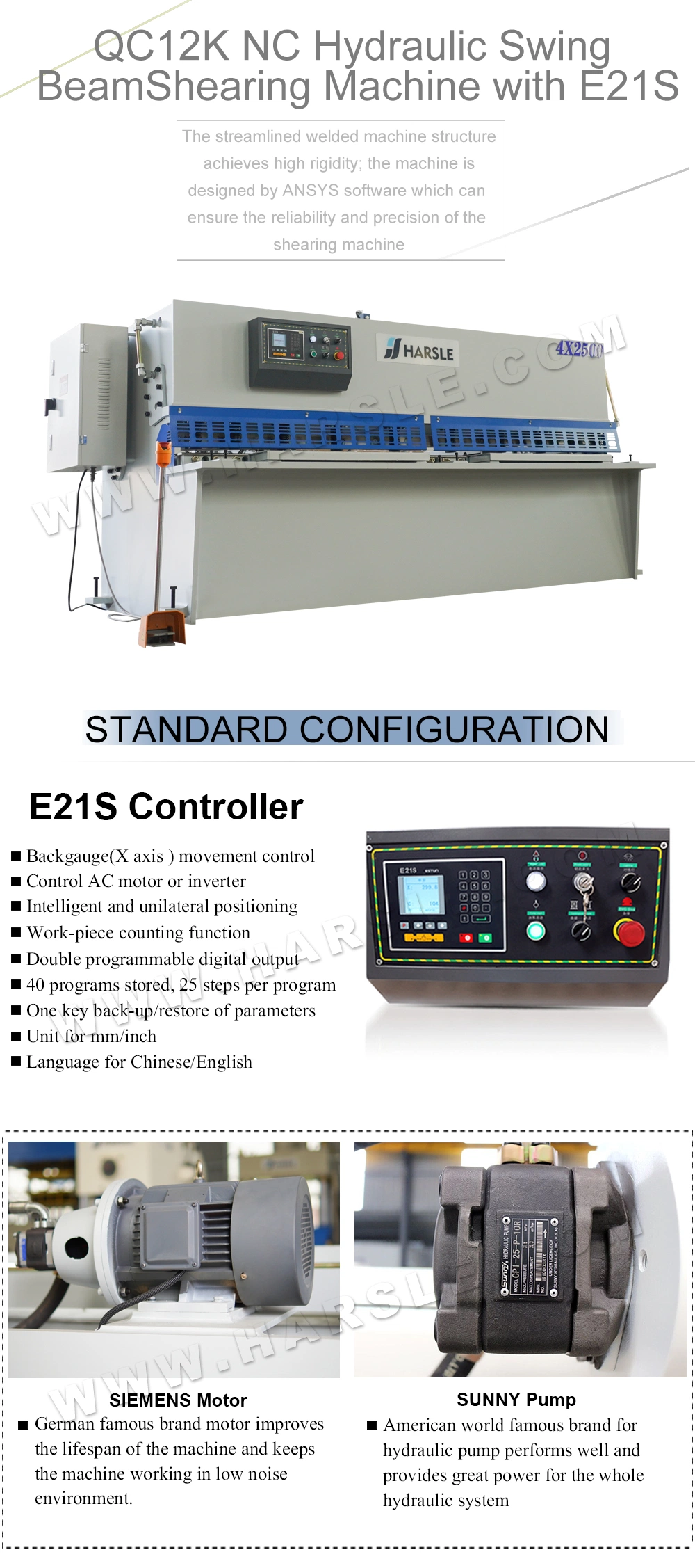 Harsle QC12K 6m Hydraulic Cutting Sheet Shearing Machine E21s