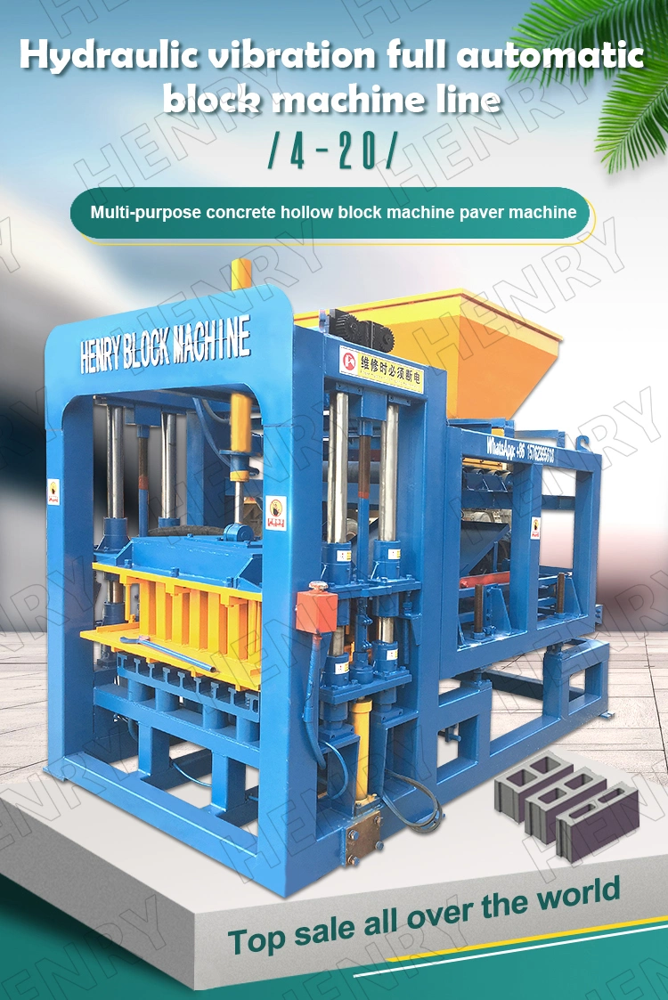 Qt4-20 Cement Sand Fly Ash Fully Automatic Hydraulic System High Pressure with Hopper and Conveyor Belt Multiple Types Block Machine Manufacturer in Tanzania