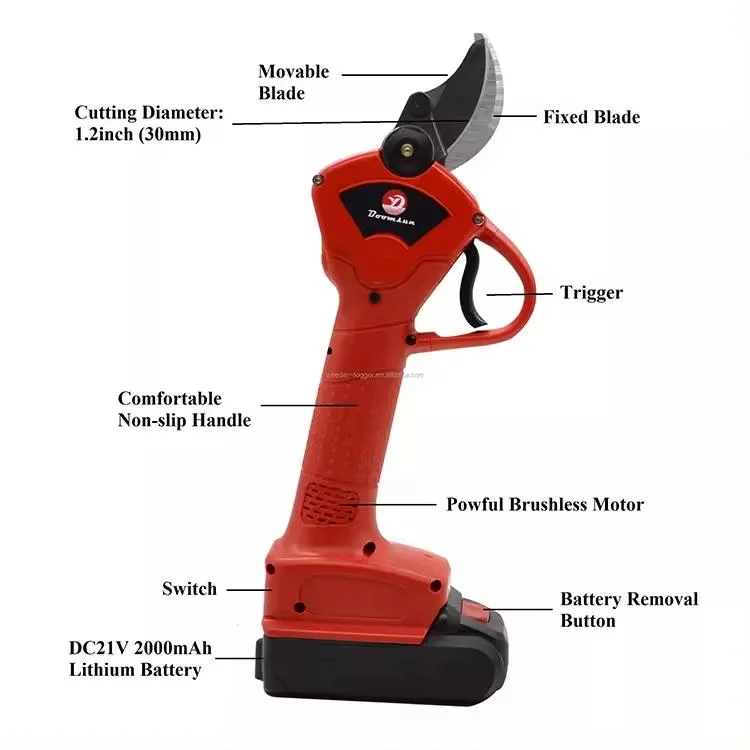 Doyam 21V Garden Metal Electric Pruner Scissors Battery Cordless Cutting Pruning Shear for Branch