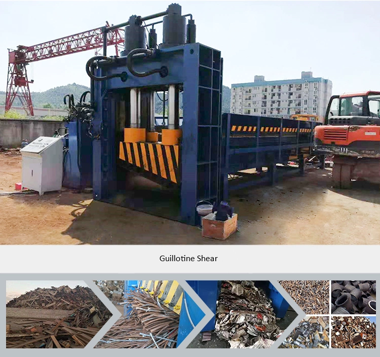 China Industrial Scrap Metal Copper Iron Steel Aluminum Rebar Round Square Steel Plate Guillotine Gantry Shear Cutting Recycling Shearing Machine Manufacturer