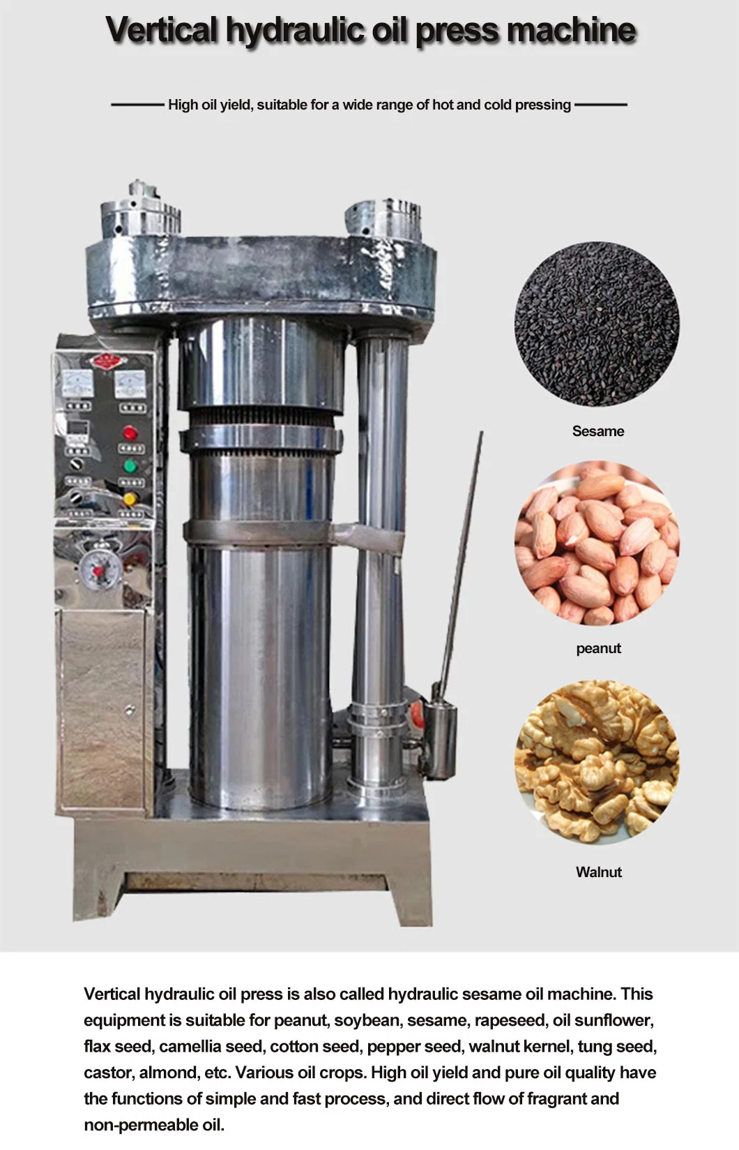 OEM Black Cumin Seed Hydraulic Oil Press Extractor Machine Industrial Basil Olive Oil Making Machine for Sale