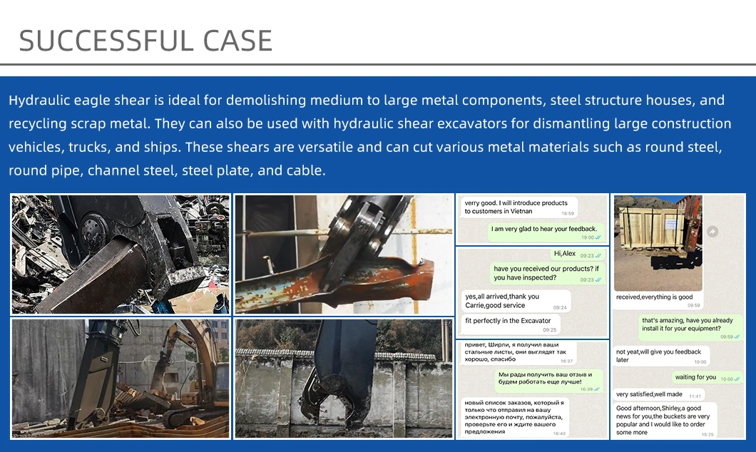 Metal Cutting Hydraulic Pulverizer Scrap Shear for Excavator Demolition
