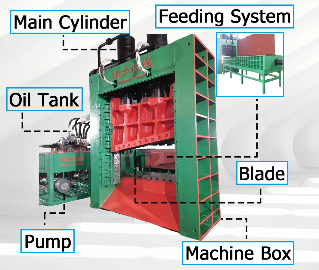 Heavy Duty Automatic Hydraulic Guillotine Cutting Machine Gantry Shear for Shearing Waste Metal with Feeding Box