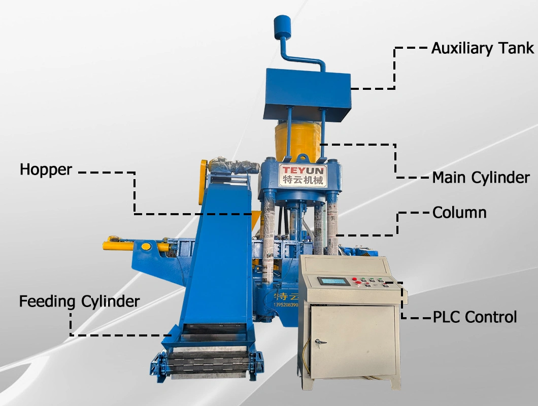 Hydraulic Automatic Feeding Vertical/Horizontal Briquette Compactor Press for Recycling Aluminum, Cooper, Iron, Steel Chips and Powder