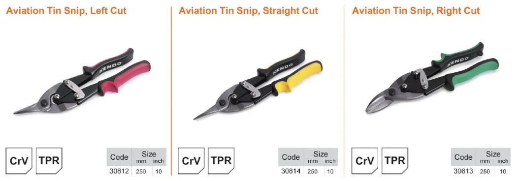 Kendo High Performance Hardened Cutting Edges Cr-Mo Aviation Tin Snips - Straight Cut