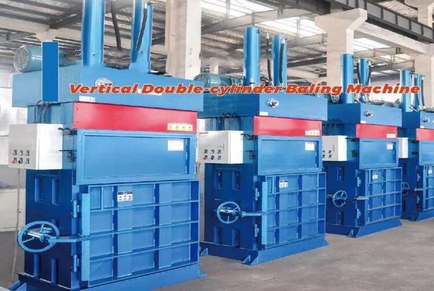 Crossed Double Cylinder Hydraulic Vertical Balers Larger Carton/Cardboard/Plastic Bales Pressing Equipment