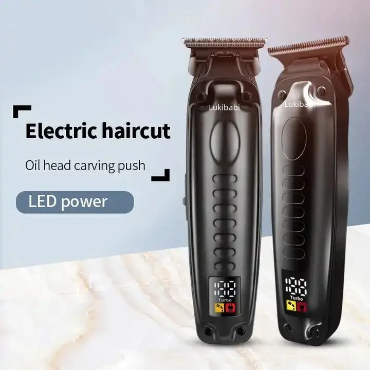 Zero Gapped Hair Clippers with LCD Display Carving T-Blade Hair Trimmer