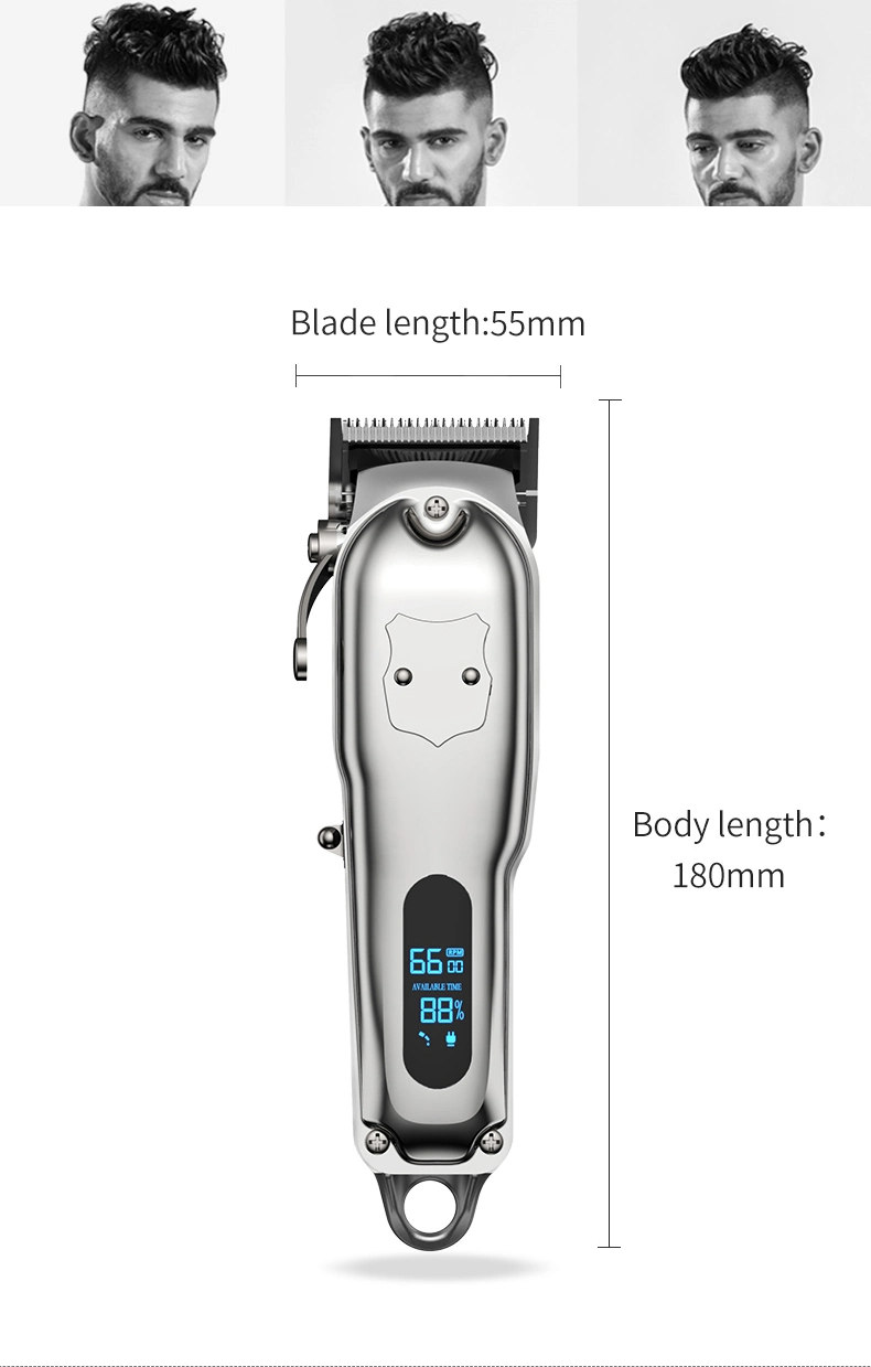New Professional All Metal Electric Barber Hair Trimmer Cordless Rechargeable LCD Hair Clipper Manufacturer