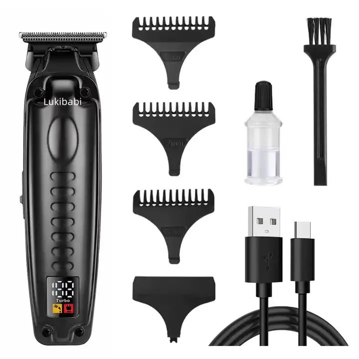 Zero Gapped Hair Clippers with LCD Display Carving T-Blade Hair Trimmer