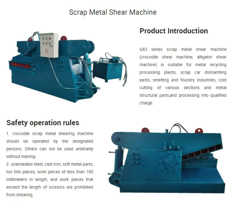 Fully Automatic Scrap Crocodile Shear Scrap Metal Shear Factory Direct Sales