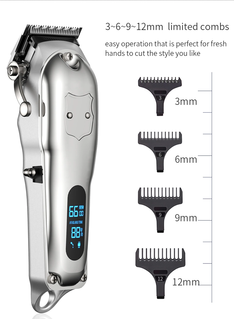 New Professional All Metal Electric Barber Hair Trimmer Cordless Rechargeable LCD Hair Clipper Manufacturer