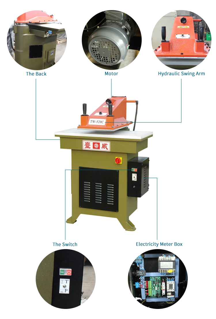 China Shoe Machine Ares Leather Hydraulic Swing Arm Cutting Clicking Clicker Press