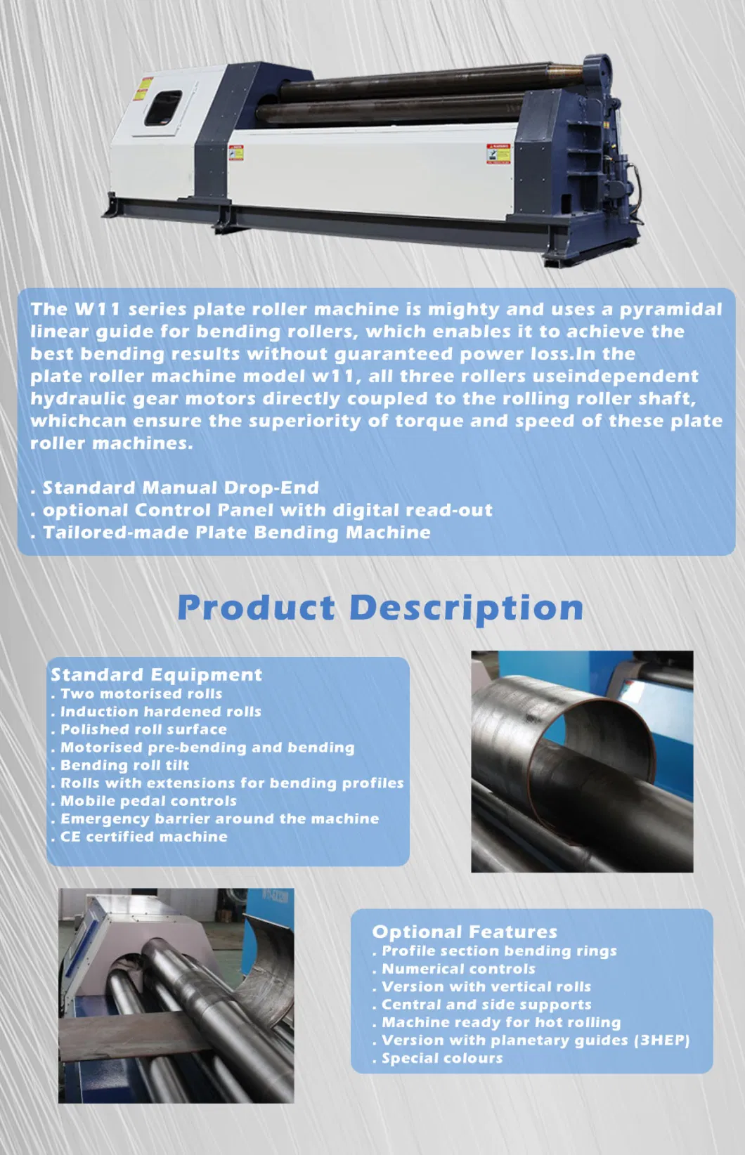 W11-6*2000 3 Rollers Mechanical Plate Rolling Bending Machine