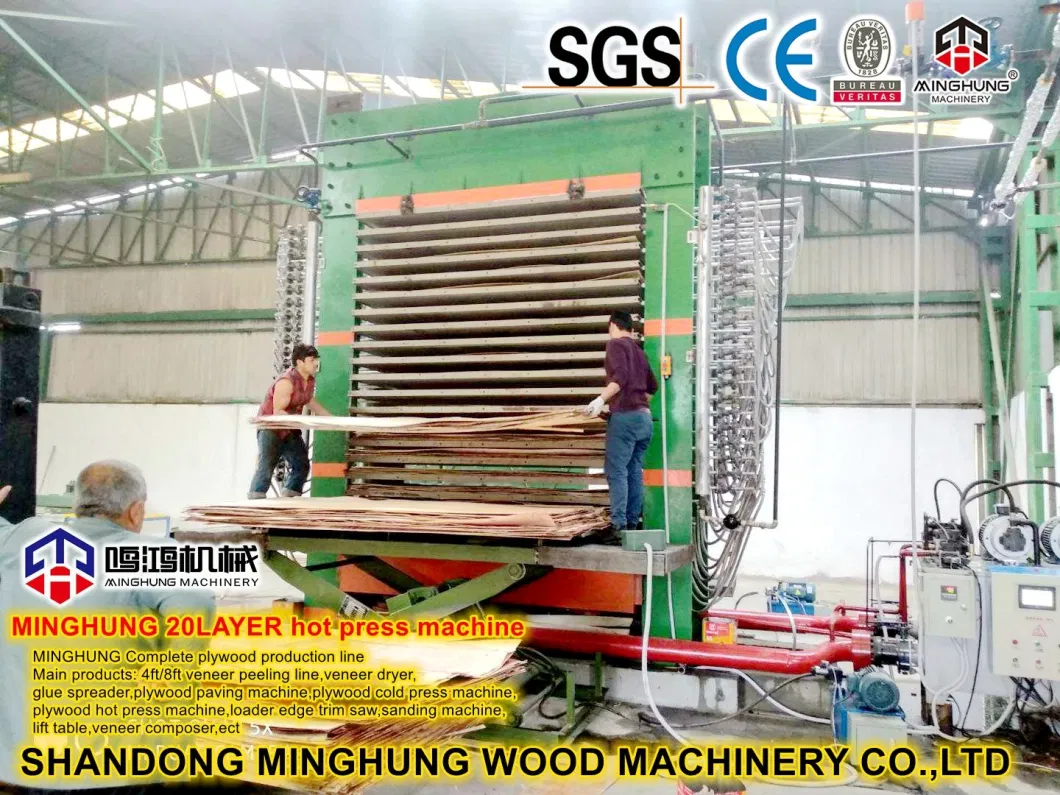 Hydraulic Woodworking Veneer Plywood Hot Press Machine with Automatic Loader and Unloader