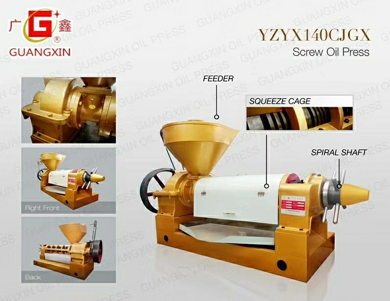 Guangxin 140cjgx Sunflower Peanut Soybean Oil Squeezing Oil Press Machine