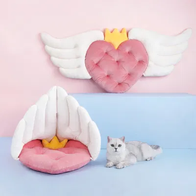  Productos de mascotas de doble propósito Corte Angel Wing cama de mascotas para Cama plana y plegable