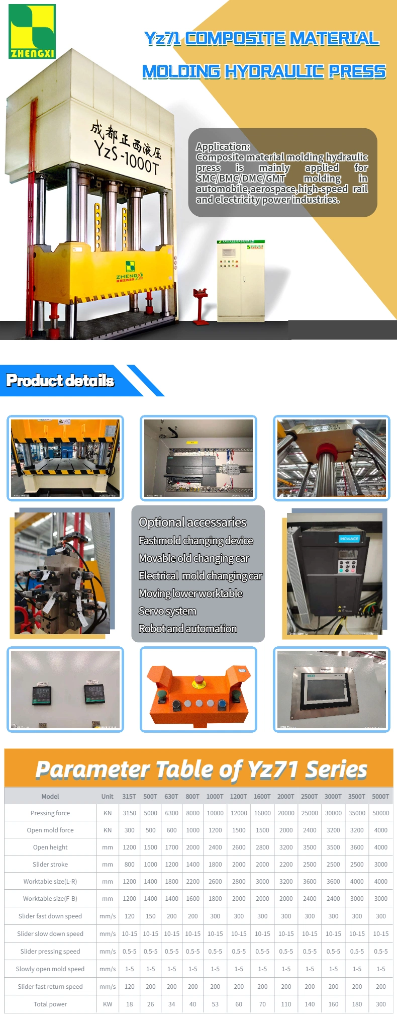 Hydraulic Press Machine for GRP FRP SMC DMC Product Moulding