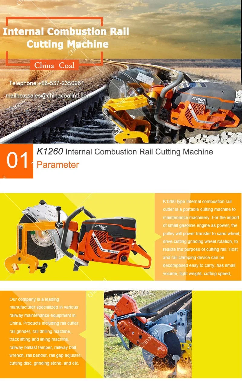 Railway Maintenance Electric Portable Handheld Internal Combustion Abrasive Rail Cutter Railway Stainless Band Saw Machine Railroad Steel Cutting