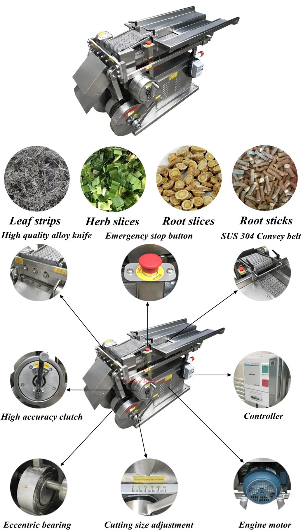 Pandan Leaf Aromatic Herb Leaf Tobac Cutting Machine Ginger Slicing Machine