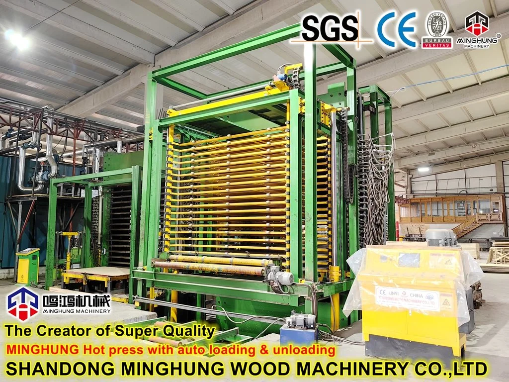 Hydraulic Woodworking Veneer Plywood Hot Press Machine with Automatic Loader and Unloader