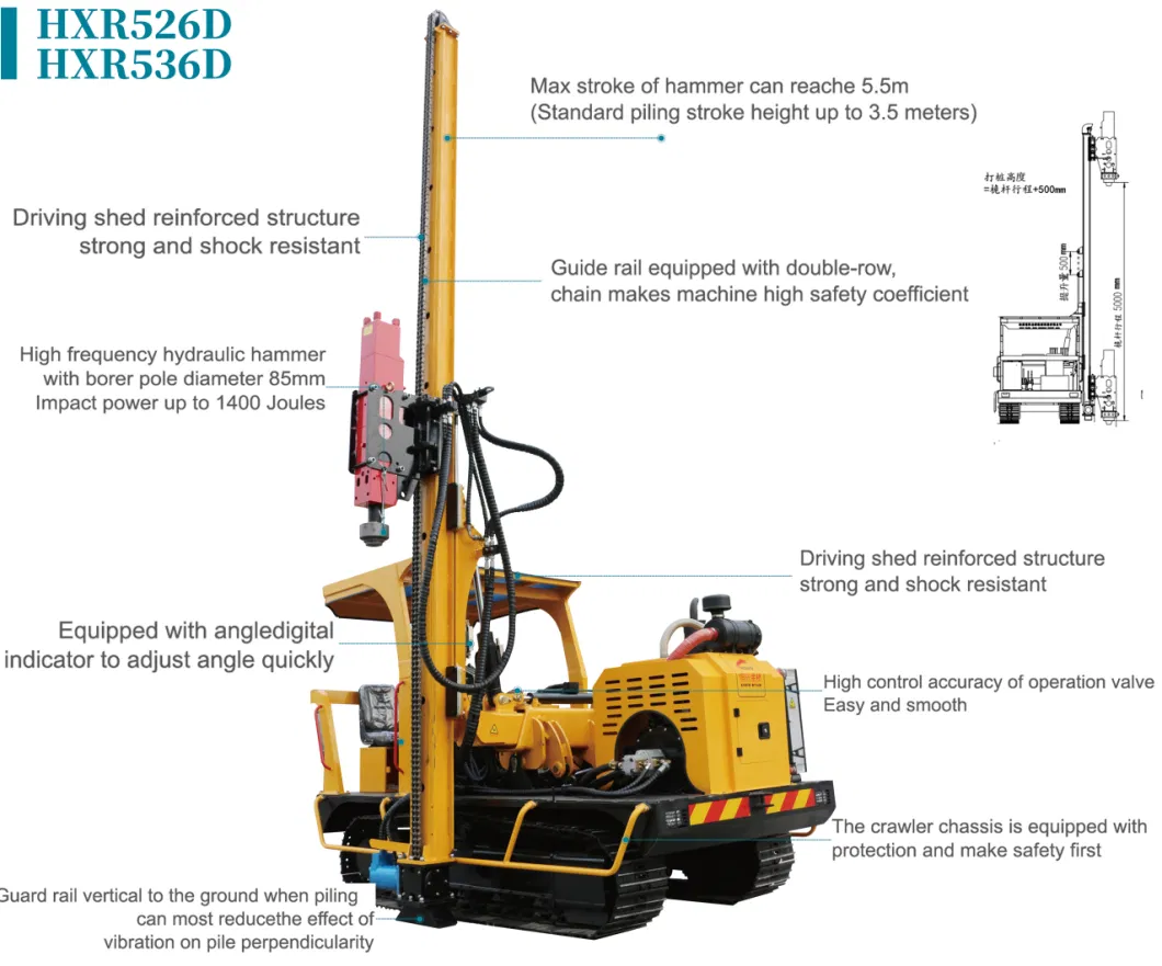 New Mini Small Hydraulic Solar Pile Drivers and Piling Machine for Construction to Press The Pile