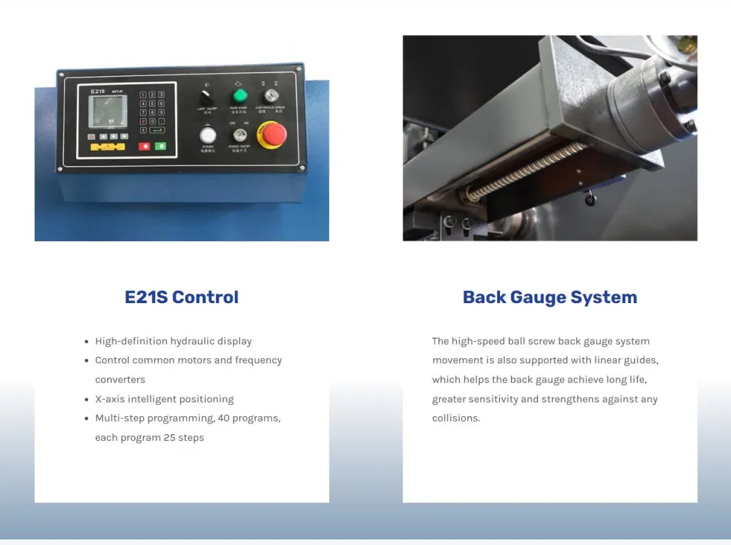 E21s Controller Hydraulic Guillotine Cutting Shearing Machine for Steel Sheet
