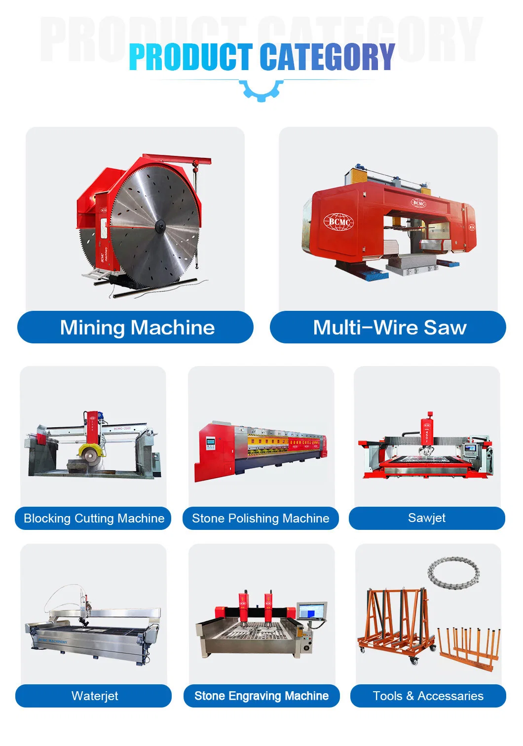 Bcmc 5 Axis CNC Bridge Saw for Stone Italy Esa System Automatic Marble Stone Cutting Machine