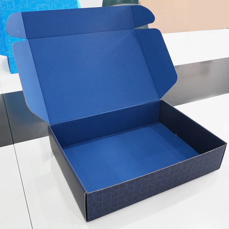 Blue Rectangular Folding Carton Die Cut Kraft Cardboard Box Packaging Corrugated Box