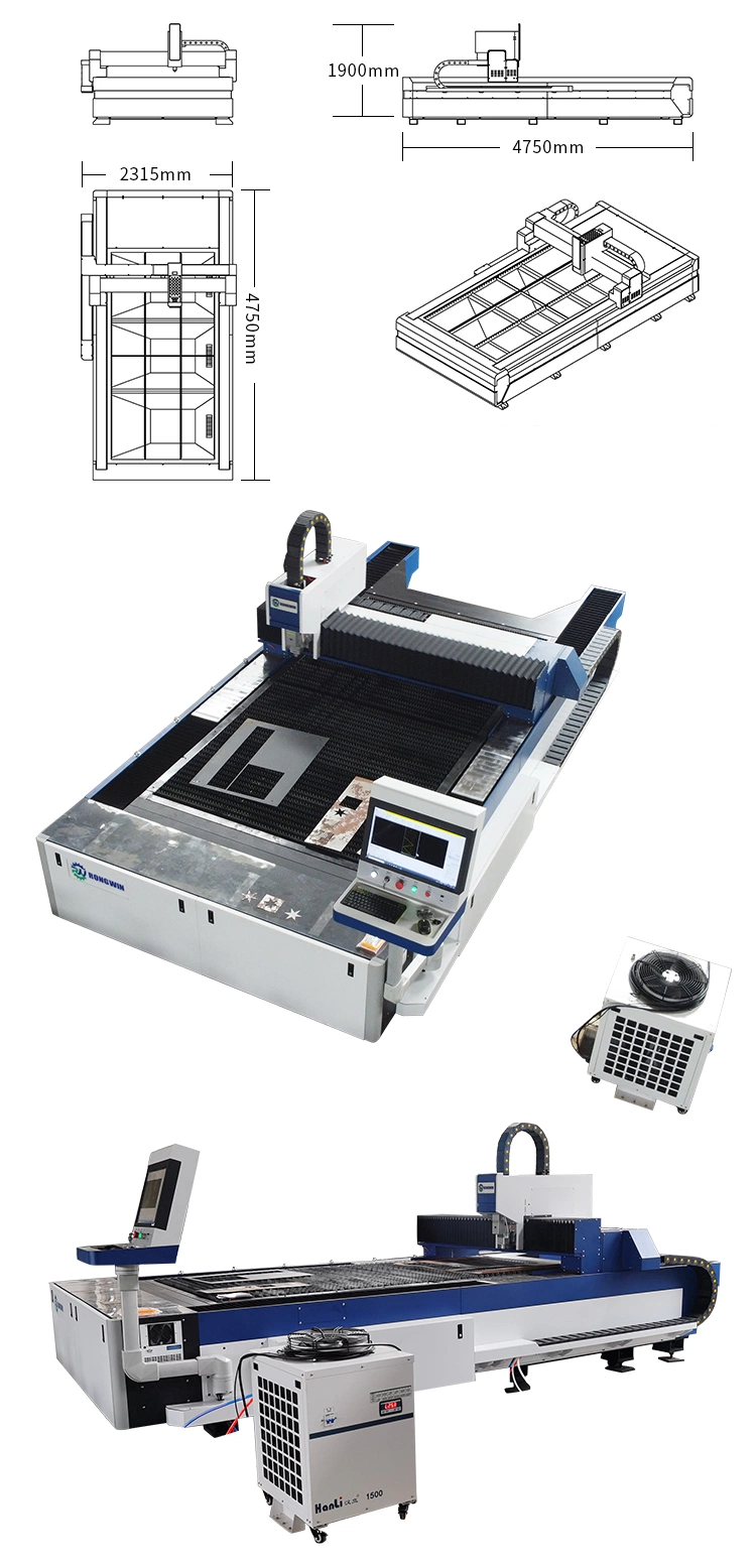 Desktop CNC Fiber Laser Metal Cutting Machine with Exchange Table and Full Protection Cover Option for Plate Carbon Steel Sheet Iron Brass Copper Made in China