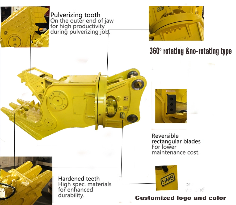 Excavator with Scrap Cutter, Scrap Crusher, Hydraulic Pulverizer, Hydraulic Shear for Sale